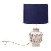 Lampe en céramique, système électrique et abat-jour neufs