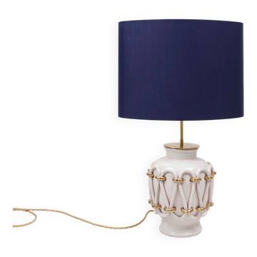 Ceramic lamp, new electrical system and lampshade.