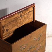 Antique Chinese chest with painted flowers in elm – China, circa 1900