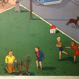 Vintage school poster of the restaurant and traffic