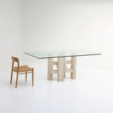 Travertine dining table by Willy Ballez