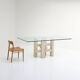 Travertine dining table by Willy Ballez