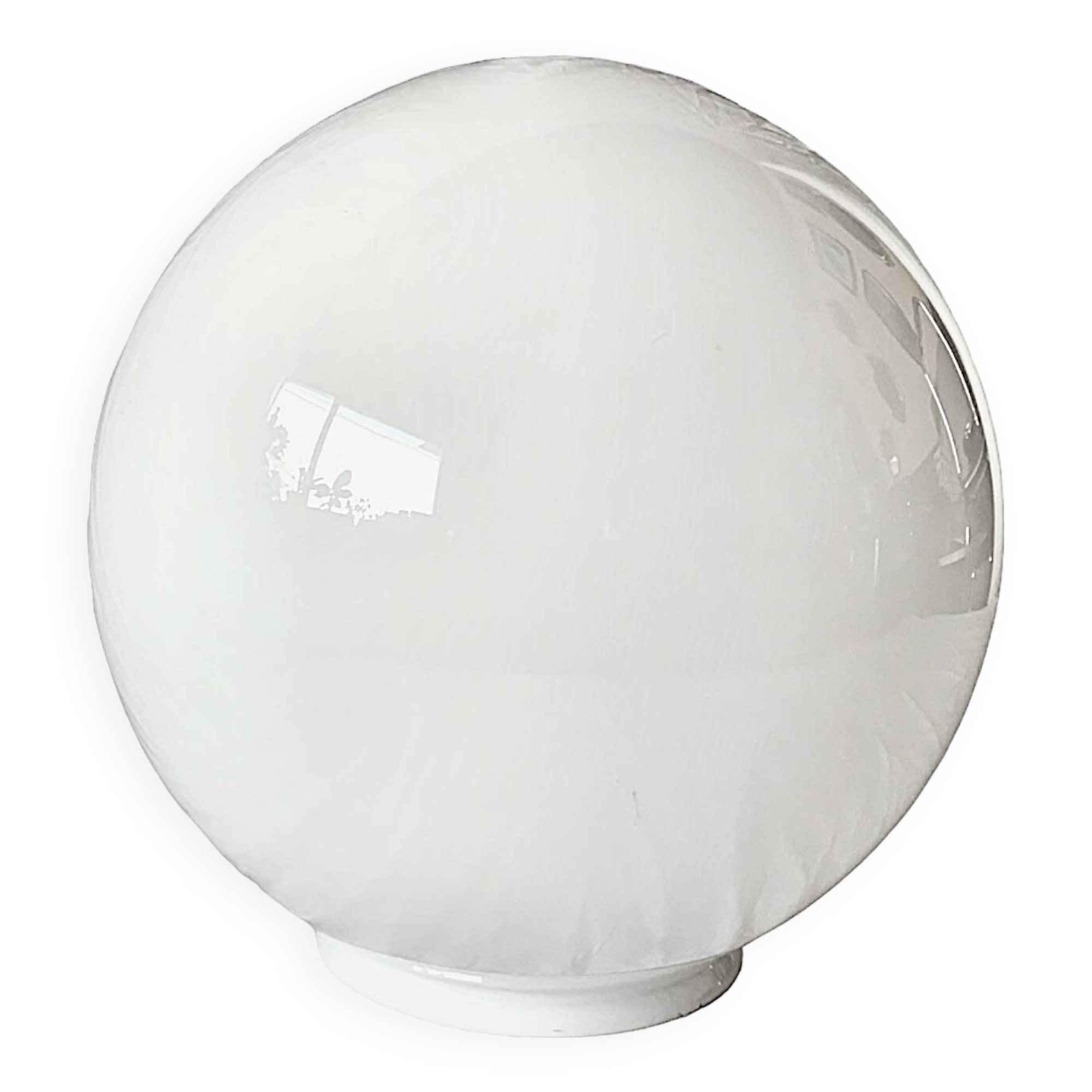 Globe boule vintage en opaline blanche - 28 cm