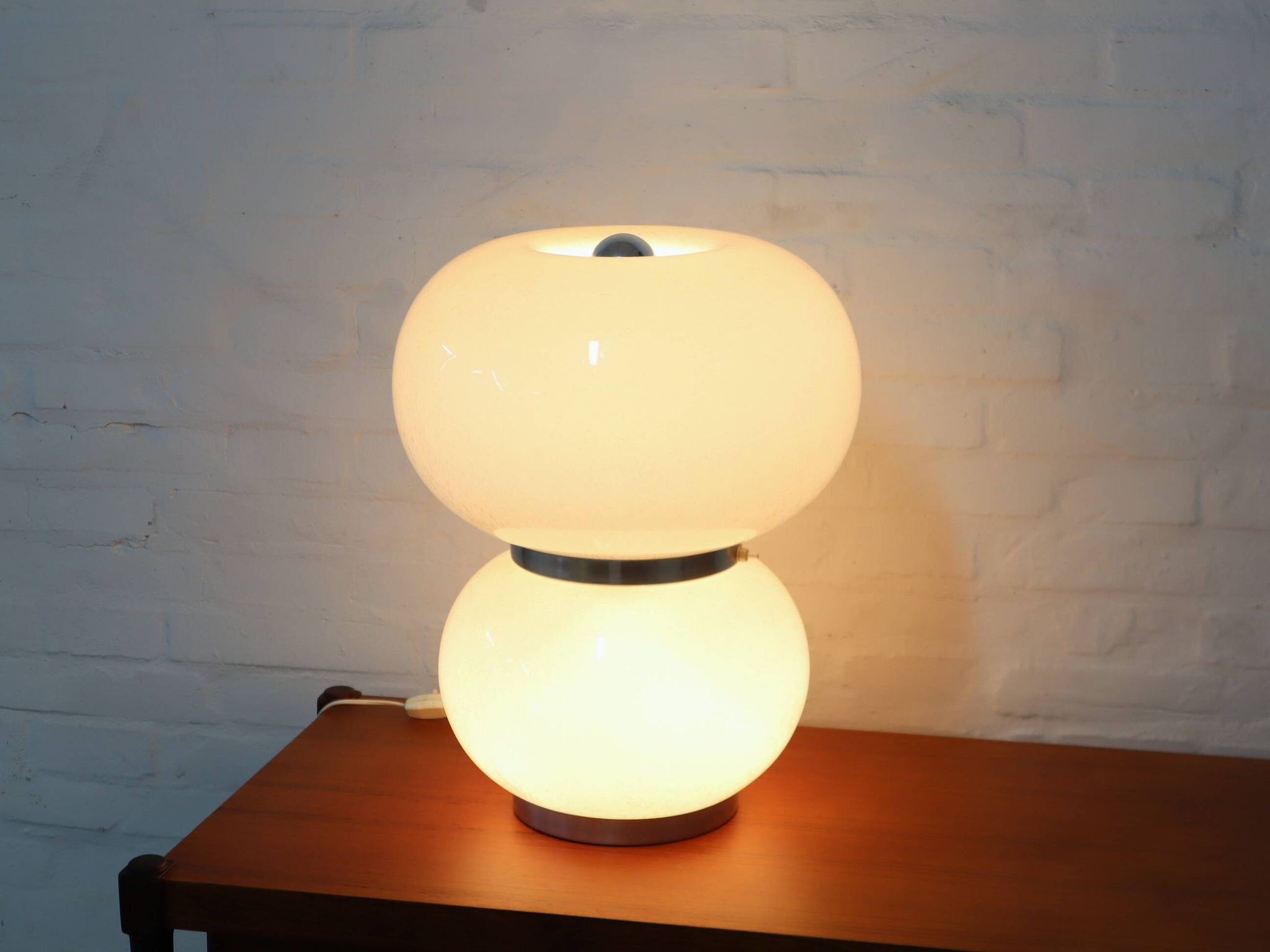 Murano pulegoso glass double shade table lamp Mazzega 1970s