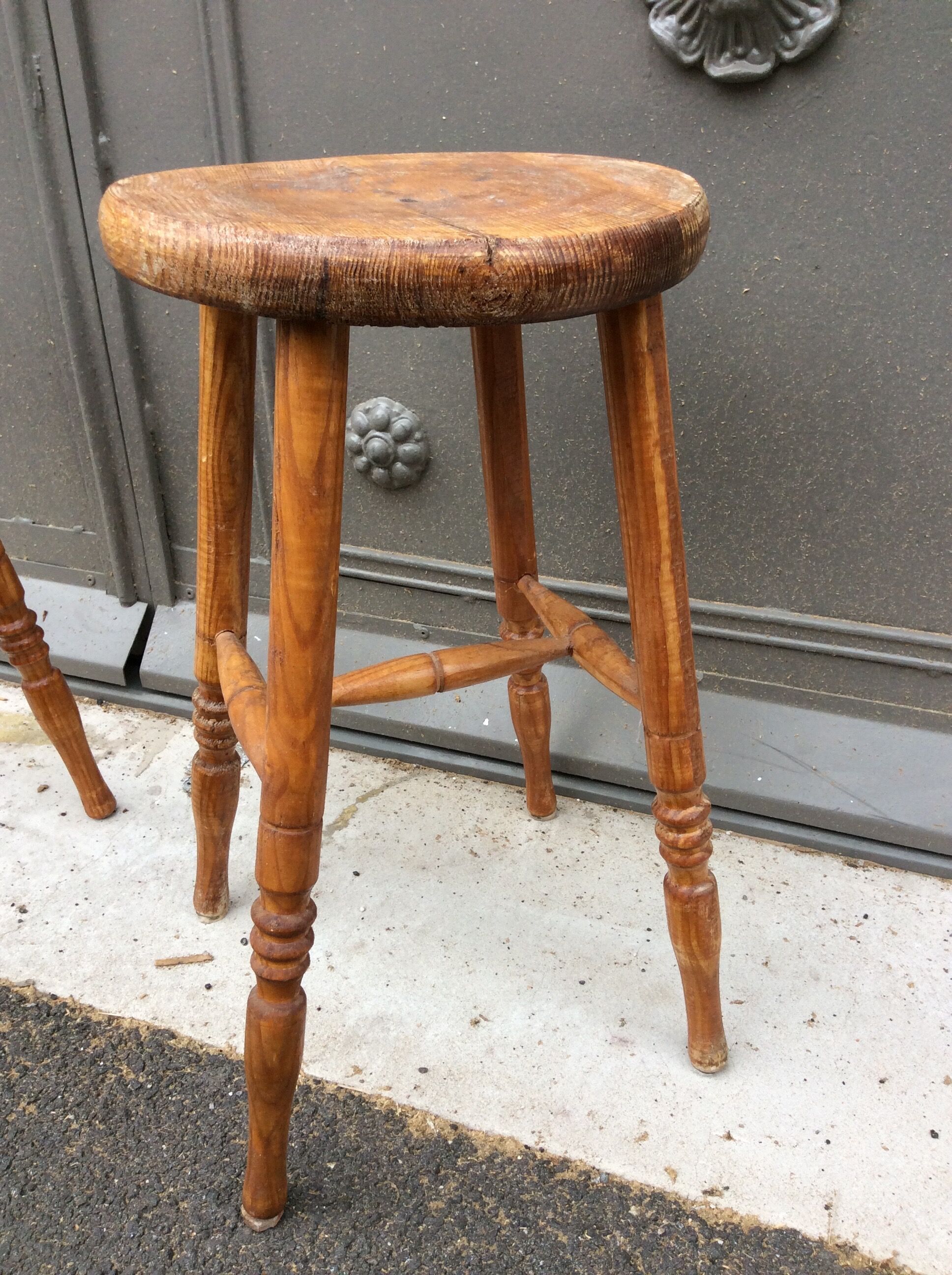Pair of vintage rustic stools