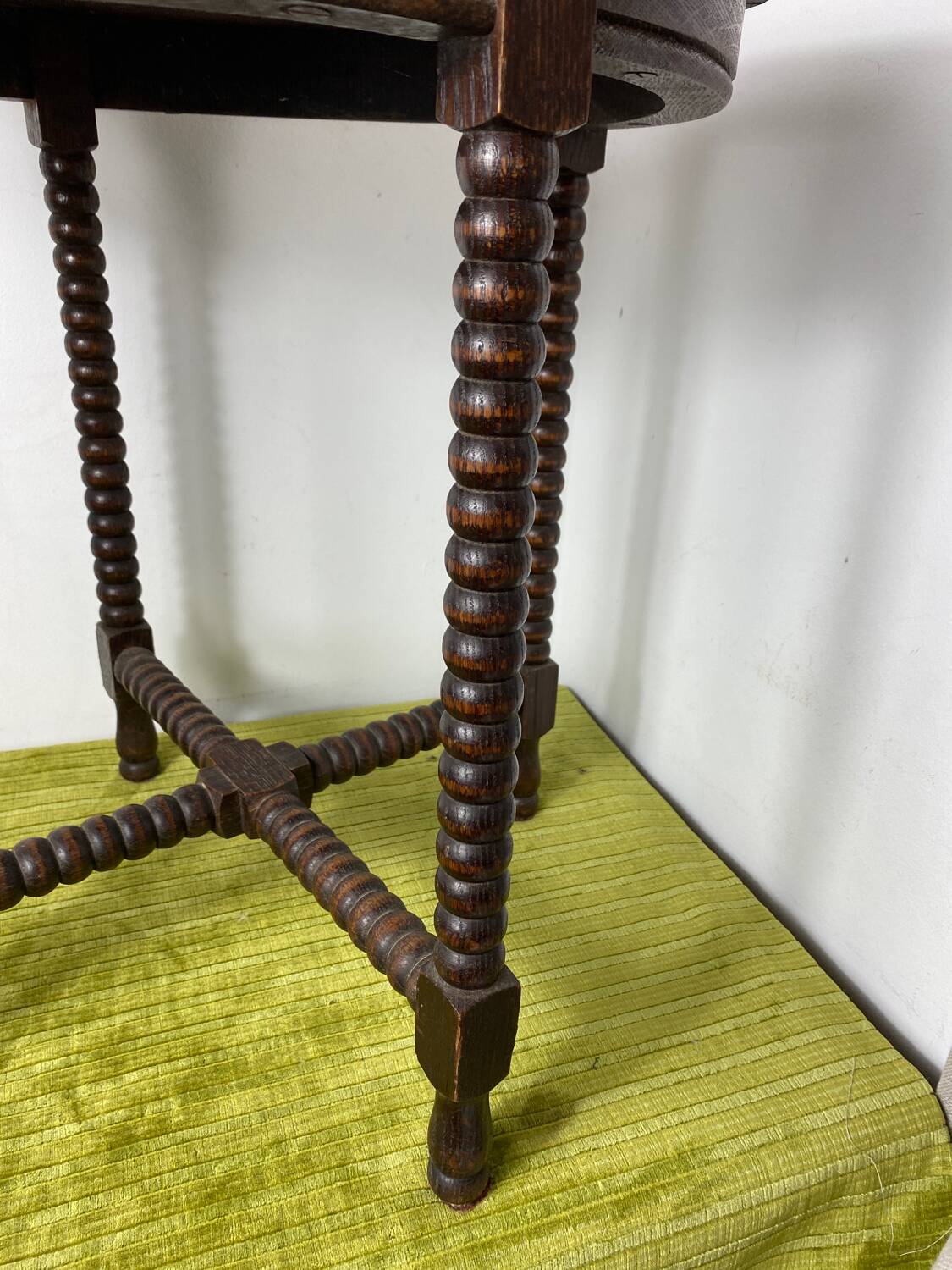 Round turned wood side table