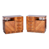 Paire de commodes ArtDéco restaurée, Palisandr, revivifiée polonaise, France, années 1930