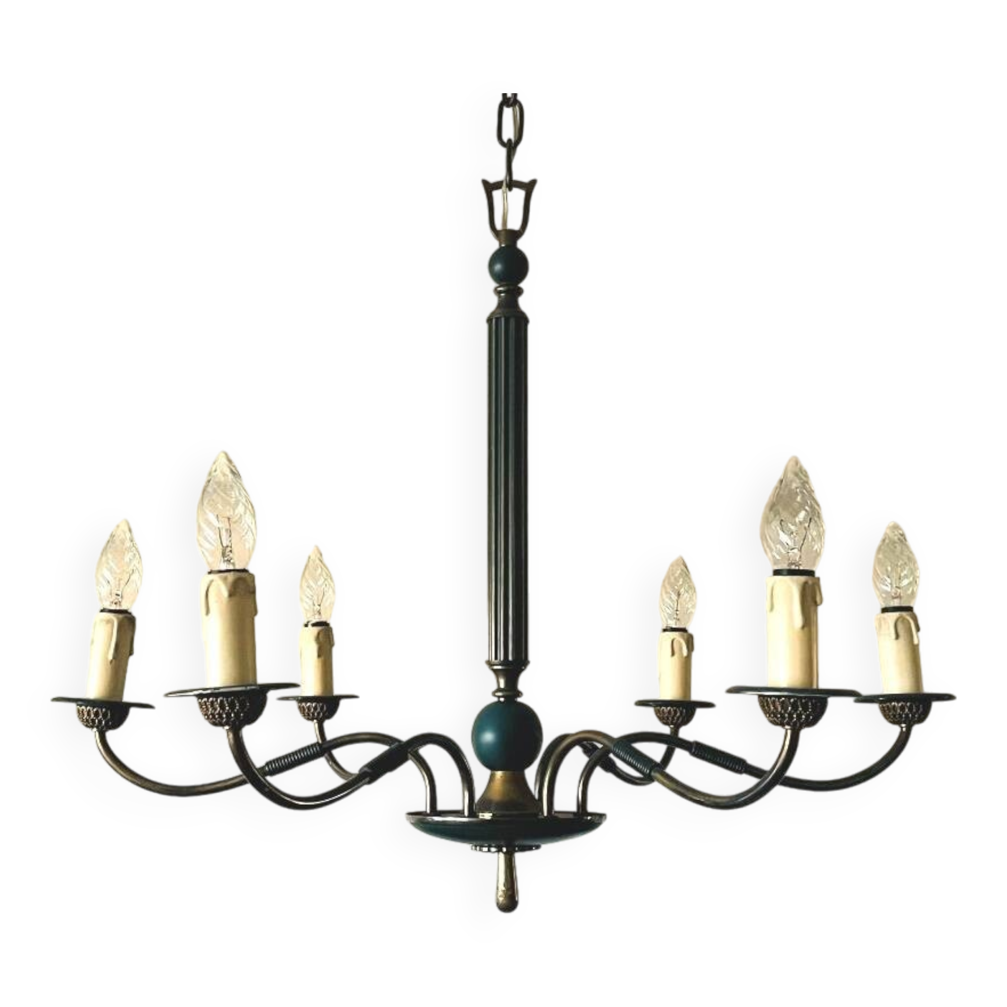 Vintage neoclassical style column chandelier 50s