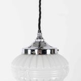 Ornate moulded art deco opaline pendant lamp