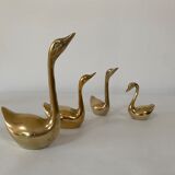 Pair of brass swans