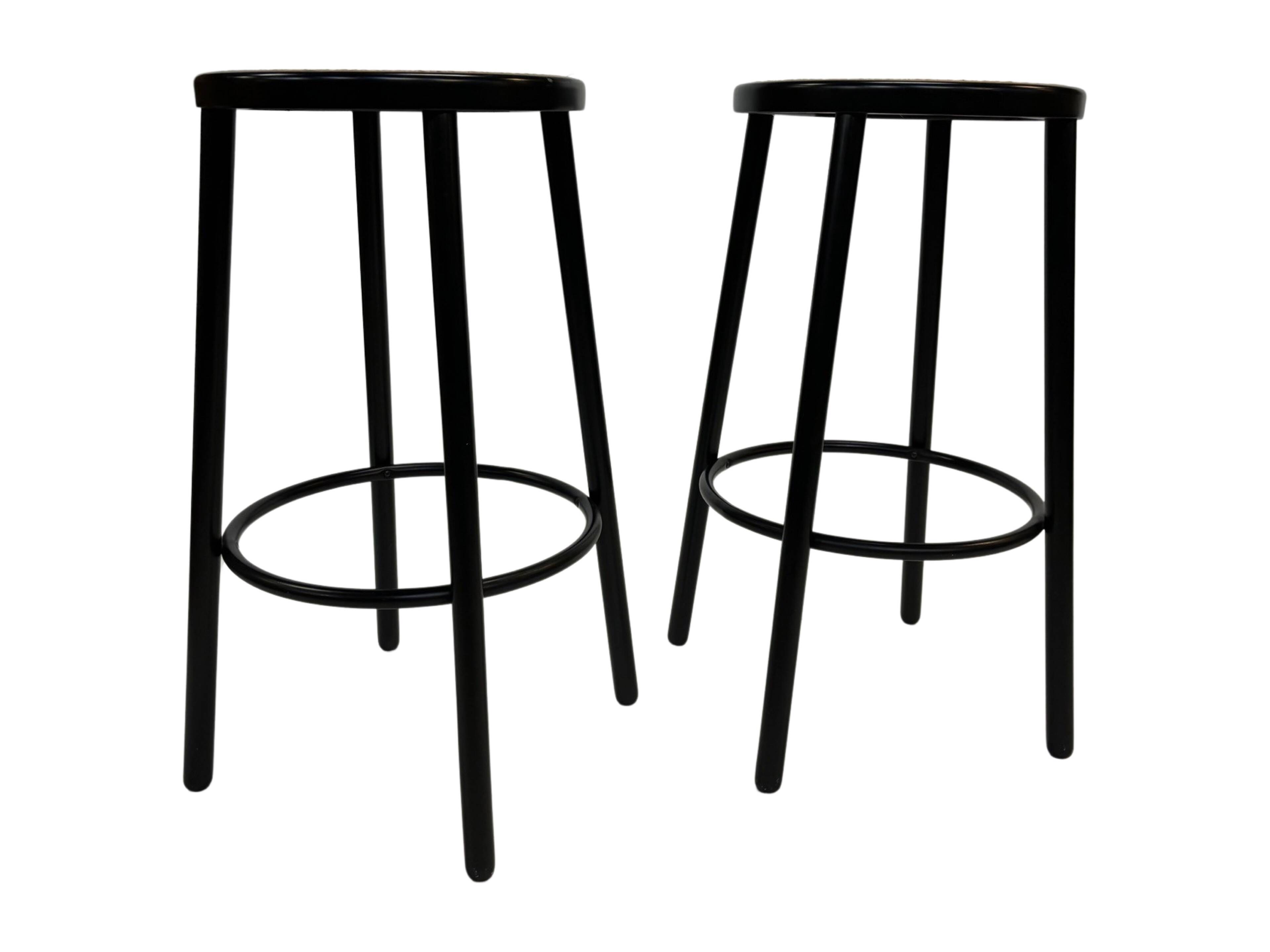 Set of four vintage bar stools - webbing Italian design