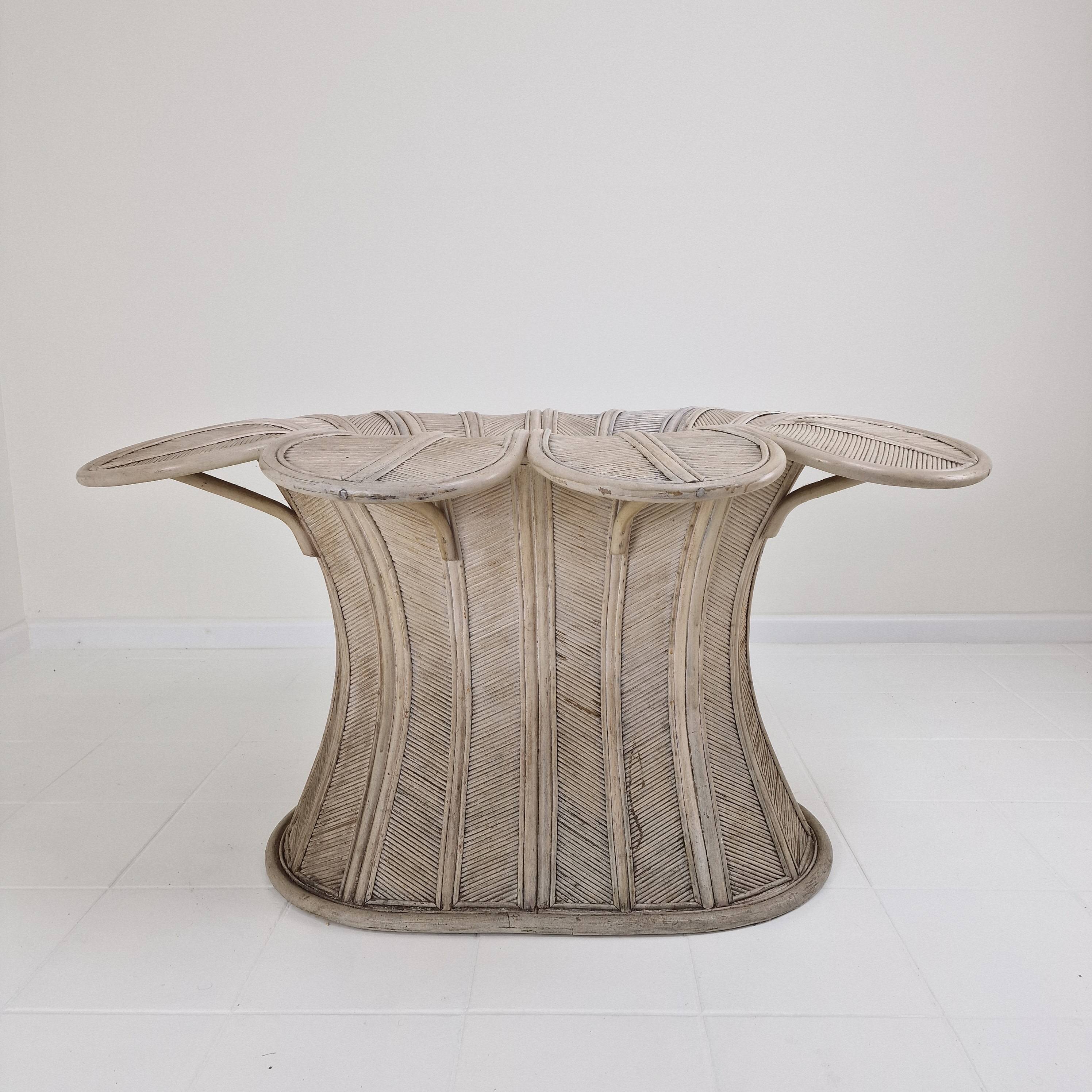 Vintage Oval Bamboo and Rattan Dining Table Base, France 1980's