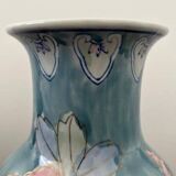 Vintage porcelain vase with hand-painted floral decoration, 36cm.