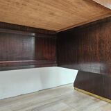 Executive Art Decò desk in exotic wood, glass, and brass