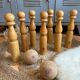 Old wooden bowling pins