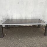 Coffee table vintage chrome glass circa 1970