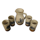Orangeade or cider set, stoneware, Poterie de la Colombe