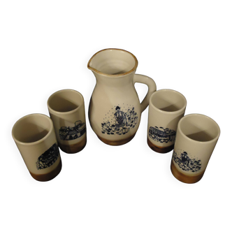 Orangeade or cider set, stoneware, Poterie de la Colombe