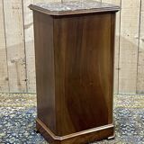 Nightstand in walnut and marble top, late 19th century