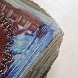 Dish on feet or storage compartment in enameled stoneware signed gerard tridot france