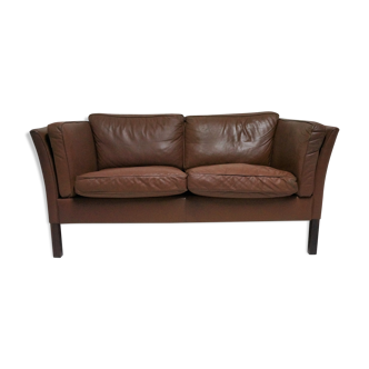 Canapé scandinave en cuir fauve