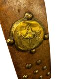 Pouf en bois vintage / banc de chameau / repose-pieds