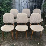 Wooden and velvet chairs 60s
