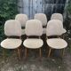 Wooden and velvet chairs 60s