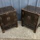 Pair of small accent tables or side tables, lacquered in black from Asia.