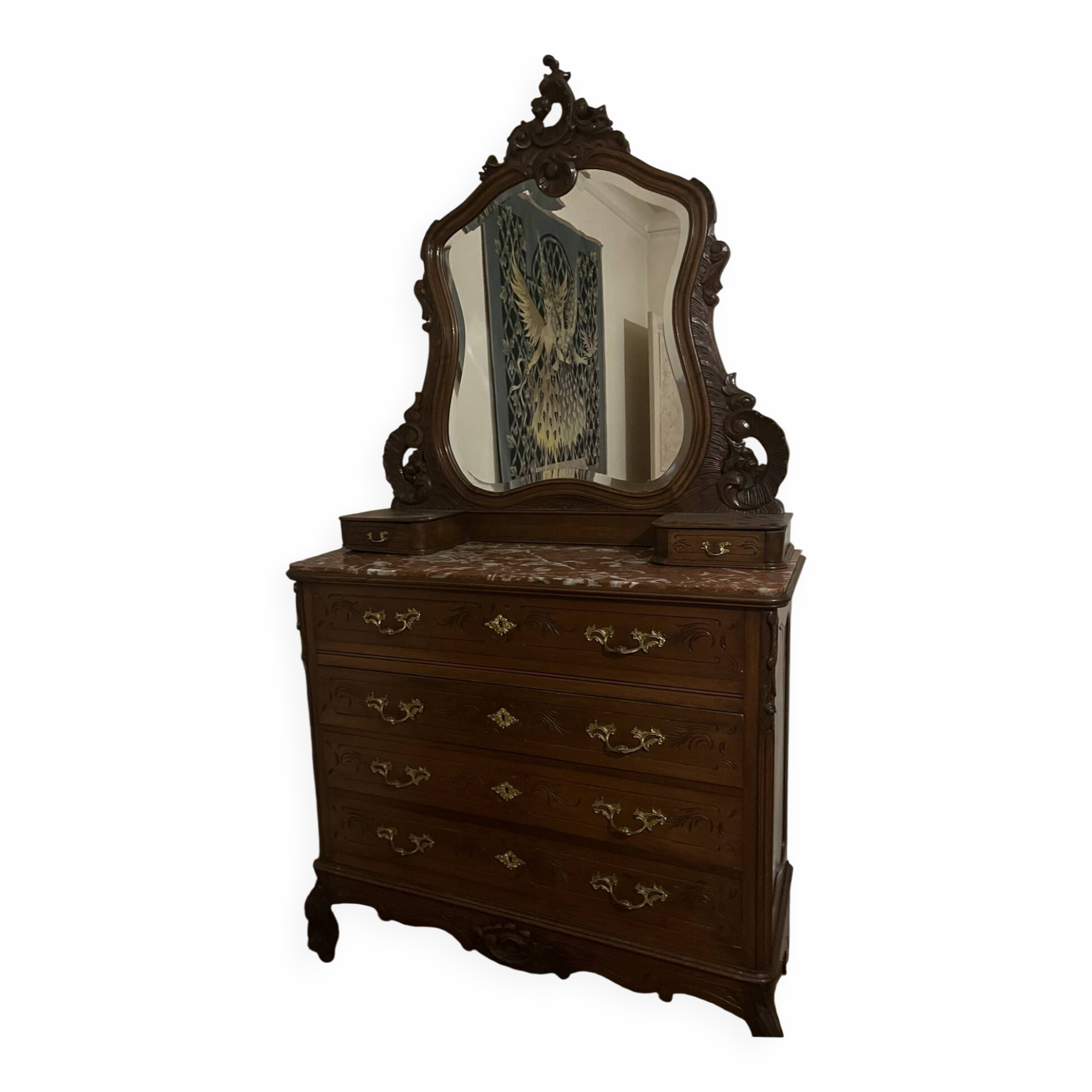 Antique chest of drawers with mirror