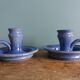 Stoneware candlesticks signed artisanal ceramics