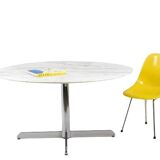 Roche Bobois Marble and chromed metal table. Circa 1970