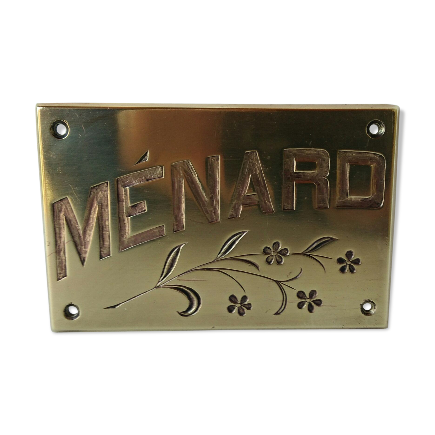 Old brass door plate