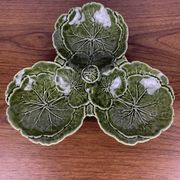 Plat à apéritif vintage en barbotine chou vert