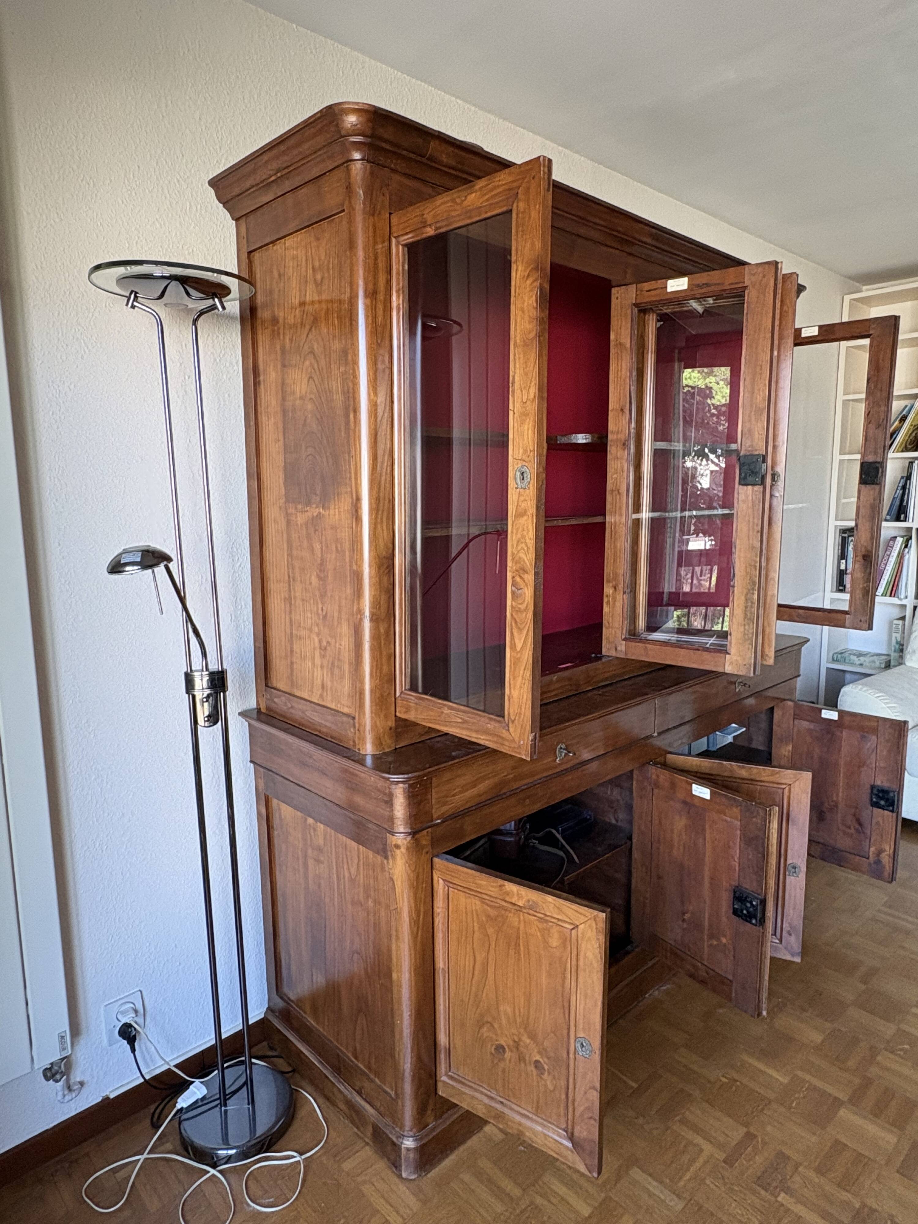 Bibliothèque sur buffet 2 corps, 4 portes