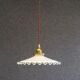 White opaline pendant light with crenellated edges