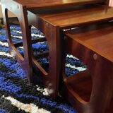 Trio of nesting coffee tables, 1970, dark wood