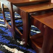Set of three nesting coffee tables, 1970, dark wood