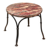 Small antique side table in wrought iron and patinated wood – 1930s/40s