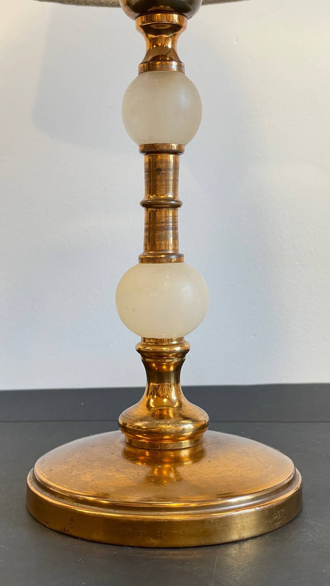 Vintage marble and velvet metal lamp