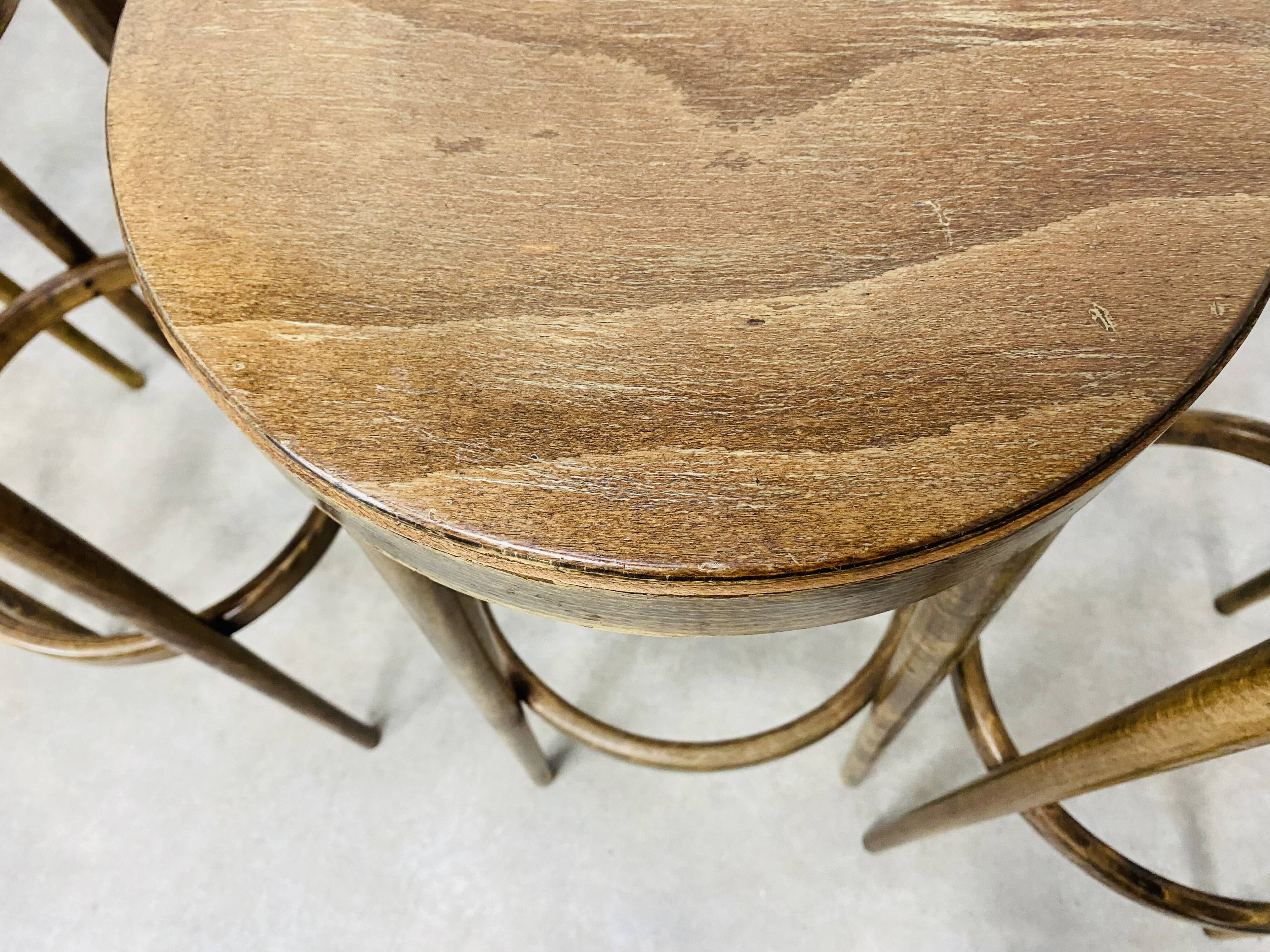 4 bar stools Baumann wood 60s bistro