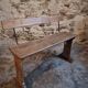 Vintage French wooden bench from the 1920s – Solid beech bench with backrest.