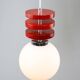 Vintage Italian Red Disc Pendant Lamp In Chrome and Wood, 1970s