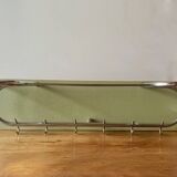 Large vintage wall-mounted coat rack in green Formica and chrome metal