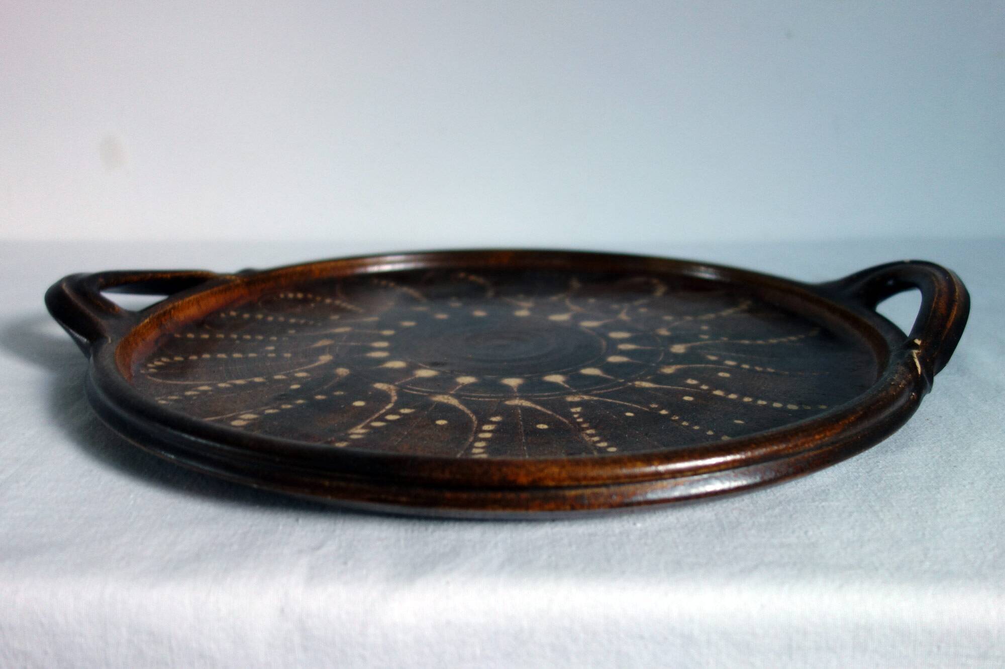 Large vintage platter in glazed pottery