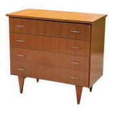 Vintage chest of drawers in golden mahogany feet 4 drawers from the 60s