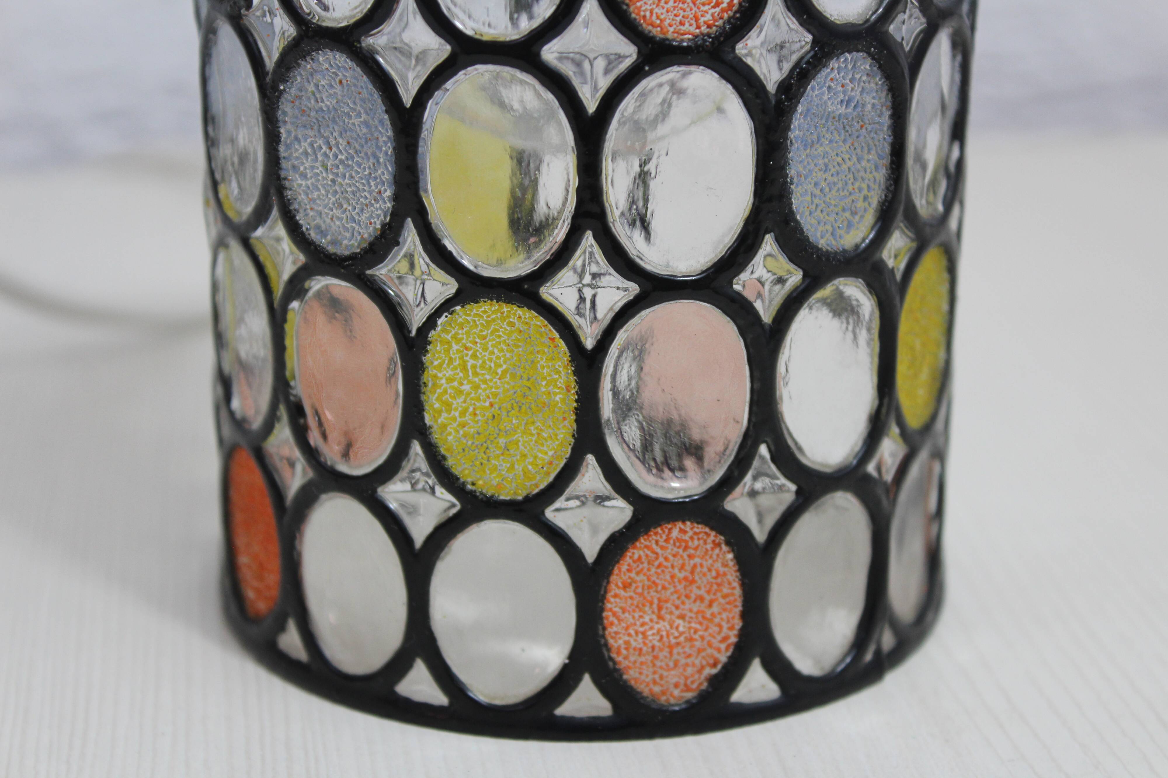 Colored glass pendant light