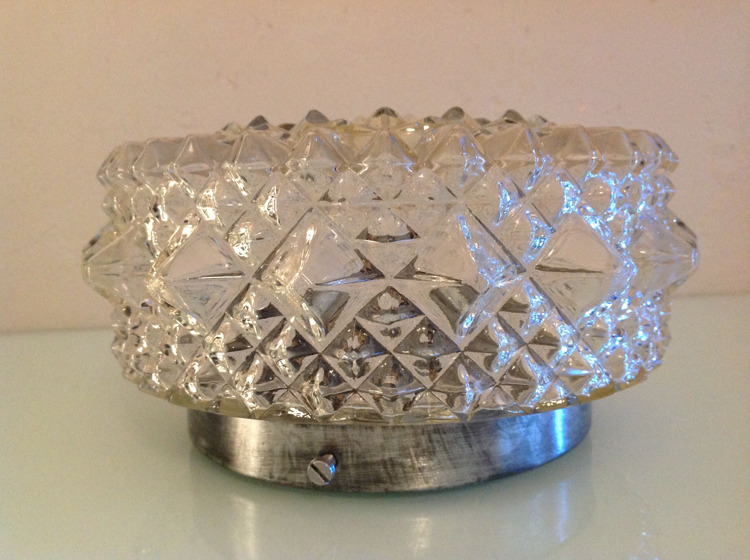 Round ceiling lamp diamond tips vintage 60s-70s