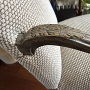 Restored Louis XIII armchair – textured beige fabric