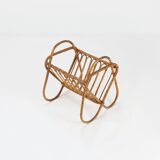 French Vintage fifties rattan magazine rack